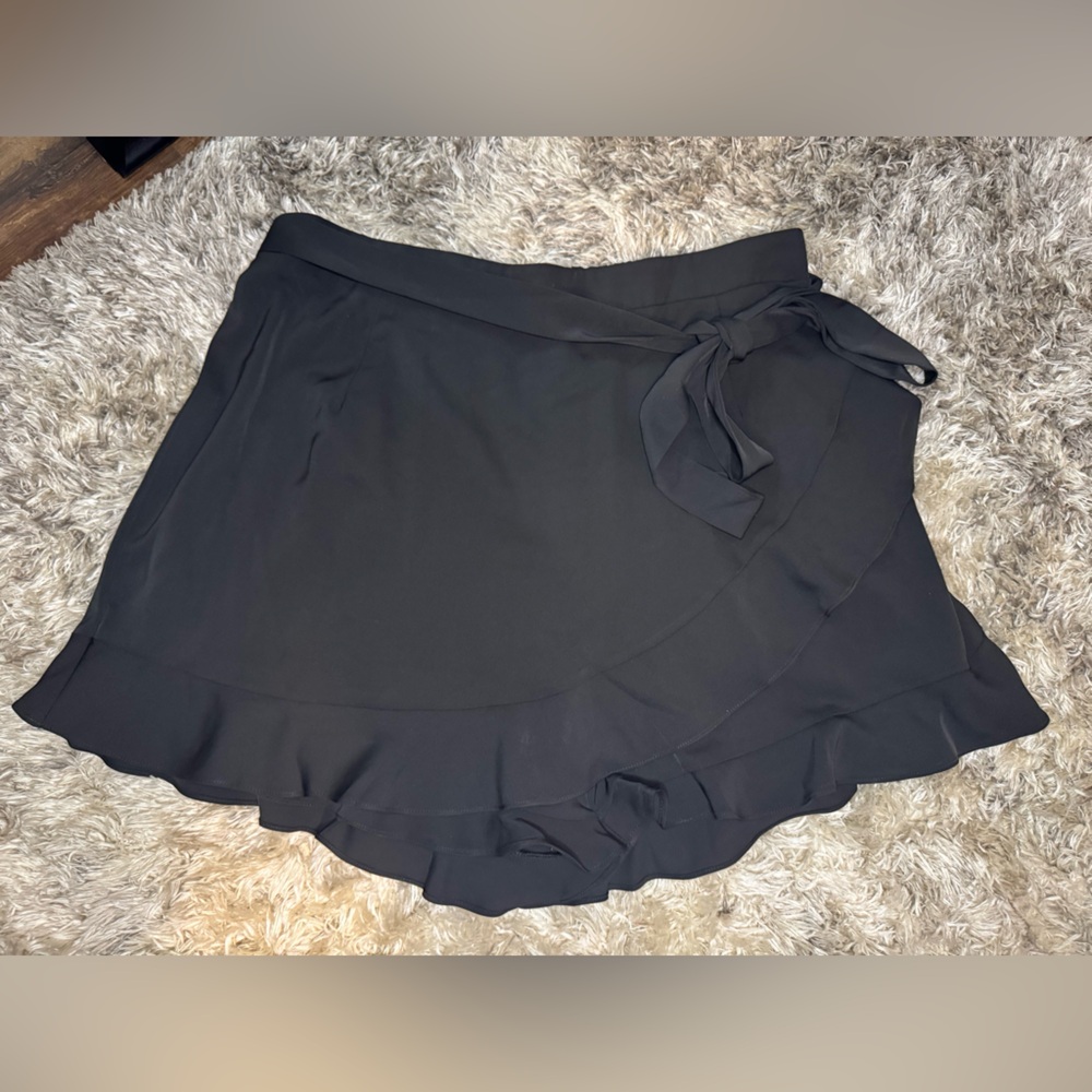 City Chic Black Ruffle Wrap Skort